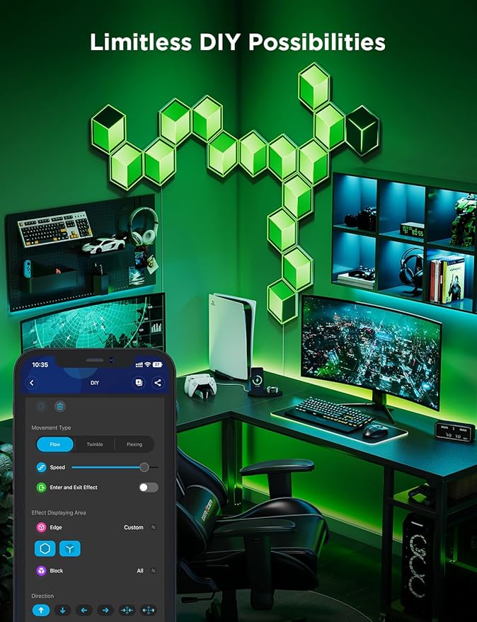 Govee Glide Hexagon Light Panels Ultra, RGBIC 3D Wall Lights
