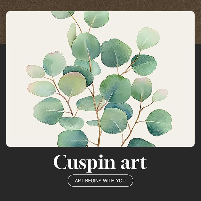 Framed Minimalist Sage Green Botanical Wall Art