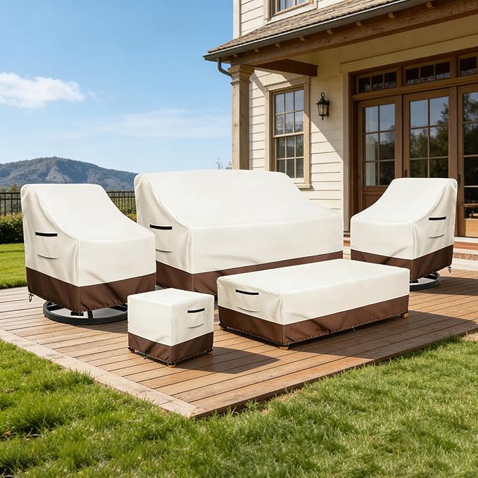 Waterproof 2 Pack Outdoor Swivel Chair Cover for Patio Chair Size Up to 40" W x 40" D x 36" H inch,Outdoor Lawn Patio Furniture Covers (Beige)