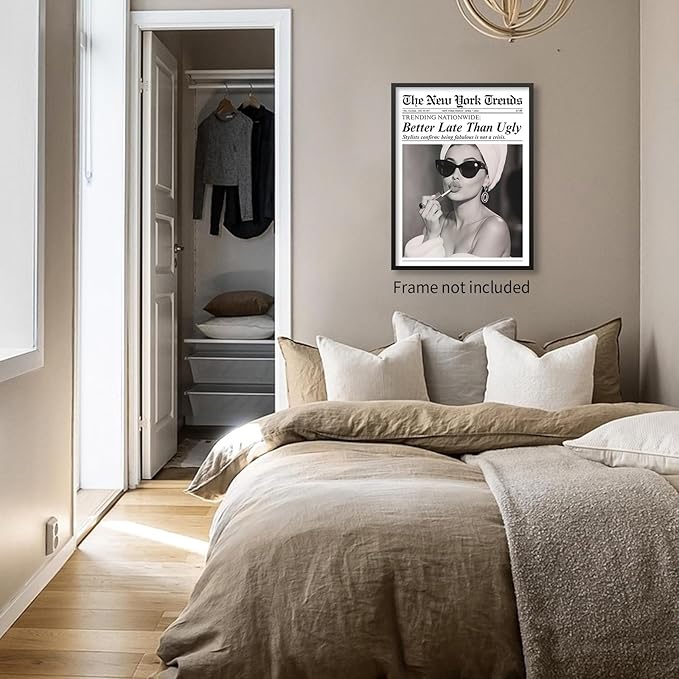 Trendy Newspaper Posters Better Late Than Ugly Wall Art Vintage Black And White