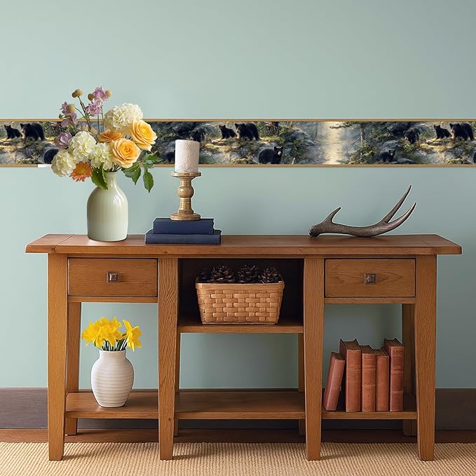 Black Bear Wallpaper Border 196x4 Inch Peel and Stick Wall Border Self Adhesive