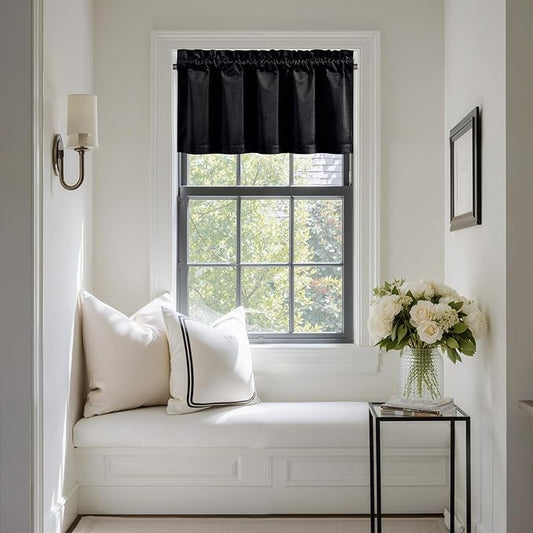 NICETOWN Black Velvet Valance Curtains