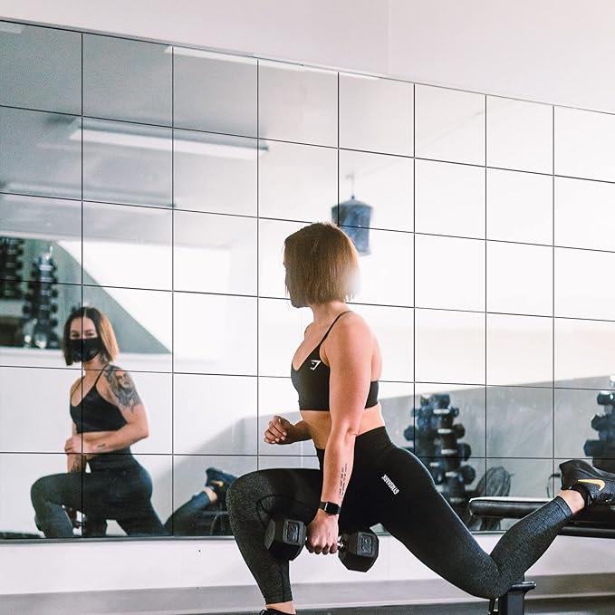TRAHOME Home Gym Mirror Tiles for Wall, Living Room, Over The Door