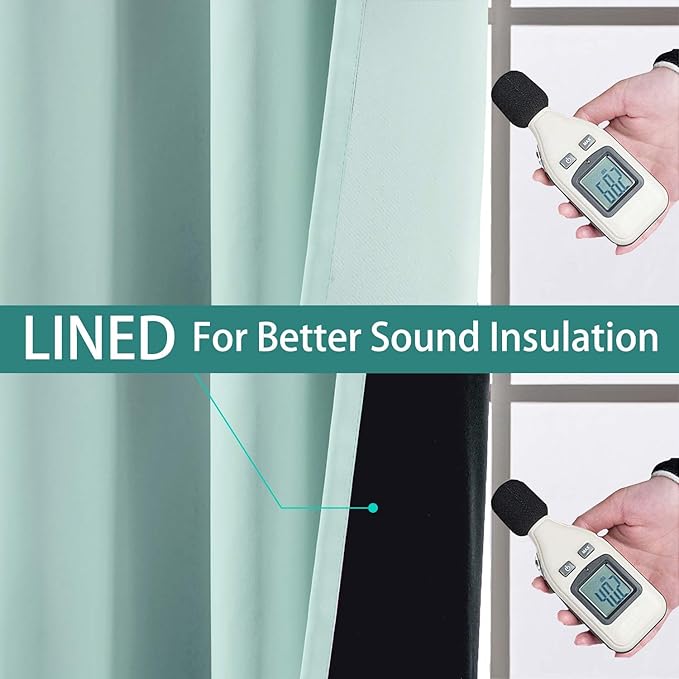 Yakamok 100% Blackout Curtains Energy Saving Thermal Insulated 2 Thick Layers