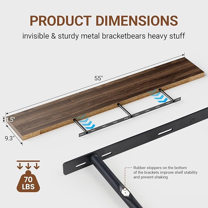 Heimlove 9.3" Deep Floating Shelves