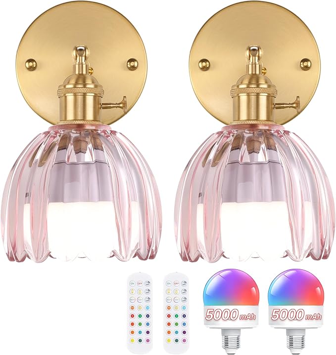 Shenmoyl Vintage 5000 mAh Battery Operated Wall Sconce