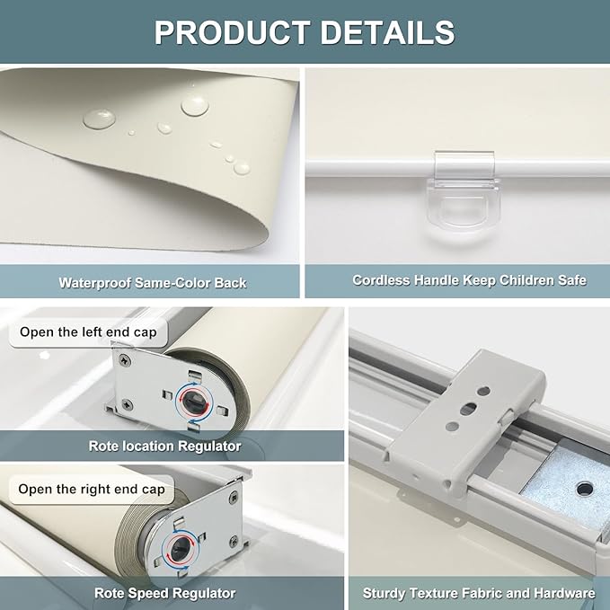 AOSKY Cordless Roller Shades Blackout Blinds
