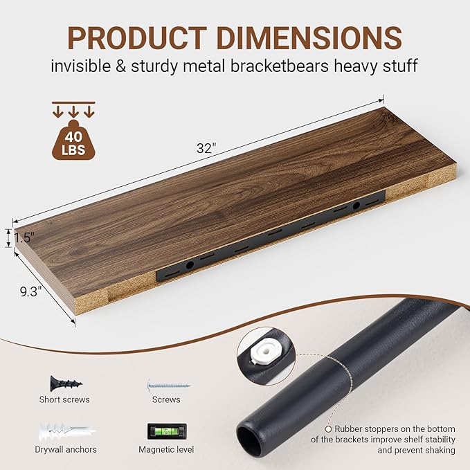 Heimlove 32 Inch Floating Shelves