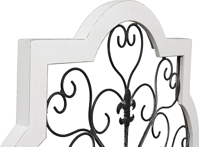 Sintosin Vintage Wrought Iron Wall Decor 24", Hanging Distressed Black and White Rustic Iron Wall Art, Farmhouse Decorative Wood and Metal Wall Decor for Living Room Bedroom Fireplace Hallway