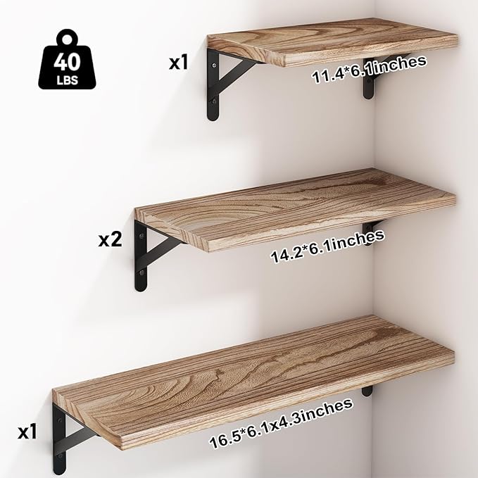 YGEOMER Floating Shelves for Wall Mounted Wall Shelves for Bedroom, Bathroom