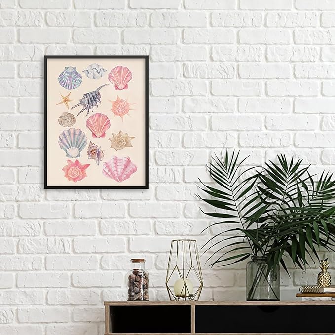 Pink Shell Posters Funky Coastal Cowgirl Wall Art Vintage Beach House
