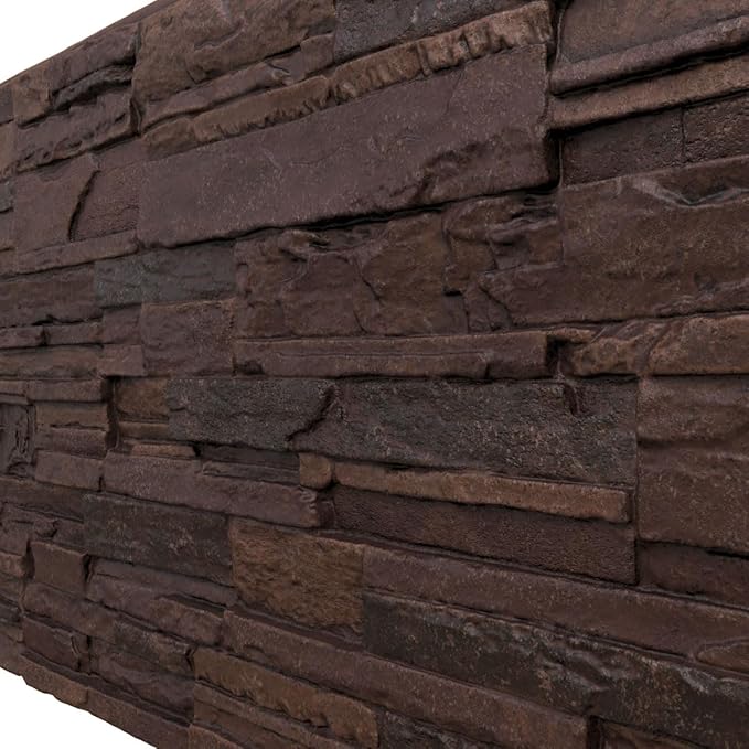EverStone Cascade Faux Stone Panel, 48 5/8"W x 24 3/4"H x 1 1/4"D, Deep Creek