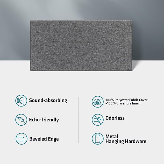 UMIACOUSTICS 4 PCS Acoustic Panels, 2“ Thick 23.6" x 11.8" Fiberglass Sound