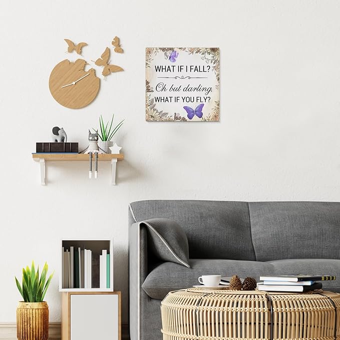 Inspirational Purple Butterfly Wall Art Decor, What If You Fly Motivational