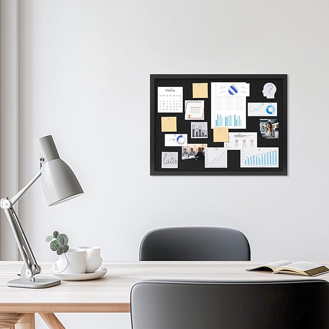DAHAPYBOO Cork Board with Linen Black, Bulletin Board 23"x17", Corkboards