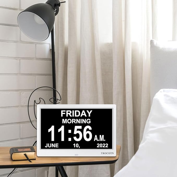 TROCOTN Dementia Clocks, Large Display Calendar Alarm Clock