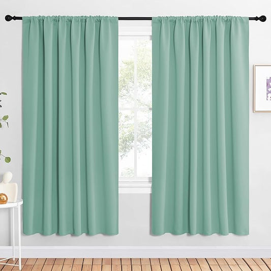 NICETOWN 2 Panels Blackout Curtains, Rod Pocket Window Curtains Room Darkning