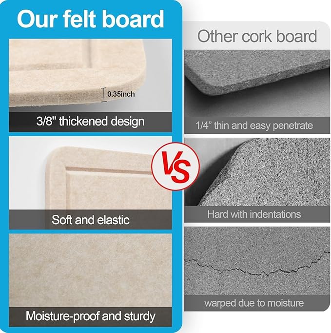 Large Felt Bulletin Board for Wall, Soft Felt Cork Board for Office, Home