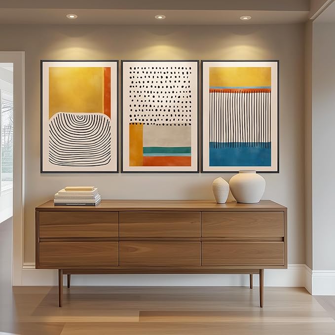 Large Framed Colorful Abstract Wall Art