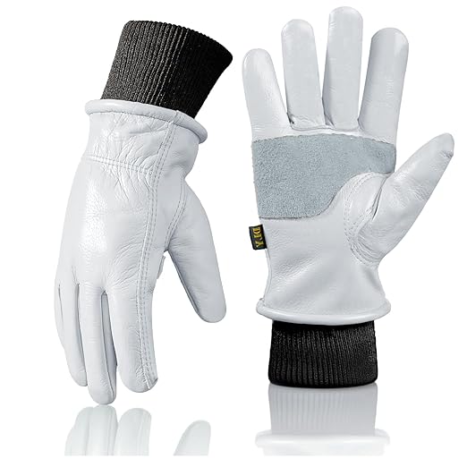 DLY Winter Gloves Women, Insulated, Puncture and Abrasion Resistant, Cowhide Leather with Warm Thinsulate Lining for Cold Weather, XX-Large, White, New