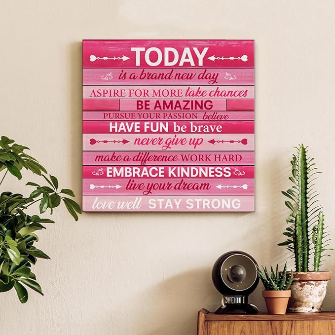 Pink Wall Decor, Inspirational Office Wall Art