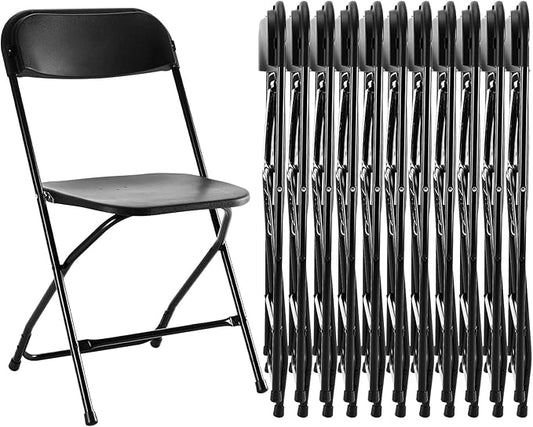 Sweetcrispy Folding Chair 12 Pack, Plastic Foldable Chairs with 330-Pound Capacity, Sturdy Metal Portable Chair, Easy to Use and Store, Outdoor and Indoor, for Home, Office, Party, Comfy, Black