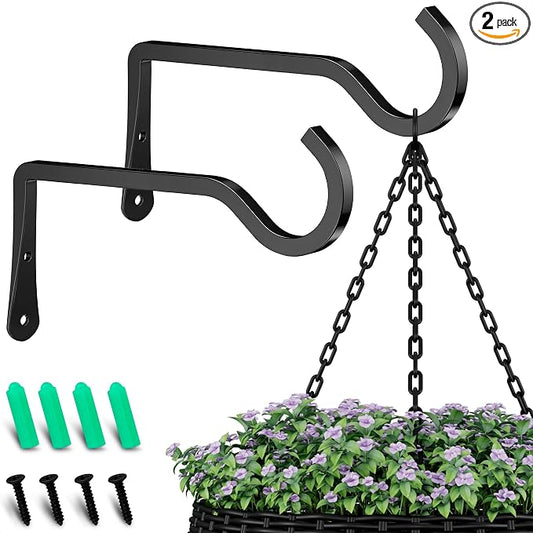 2 Pcs Wall Plant Hanger 6 inch â Indoor Hook easy Installation for Hanging Lanterns, Flower Baskets, Planters & Outdoor Decor - Durable Metal Alloy Plant Wall Hooks, Anti-Corrosion & Elegant Design