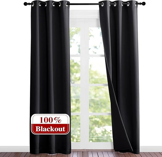 NICETOWN High-End Thermal Kitchen Curtains, Full Blackout Curtains 84 Inches