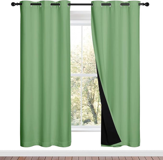 NICETOWN 100% Blackout Window Curtain Panels, Forest Green, 2 Pieces, 42-inch