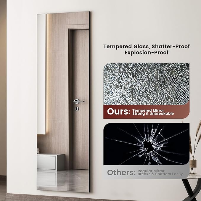 Kosmonia 71x28 Frameless Full Length Silver Coating Mirror w/Distortion Free