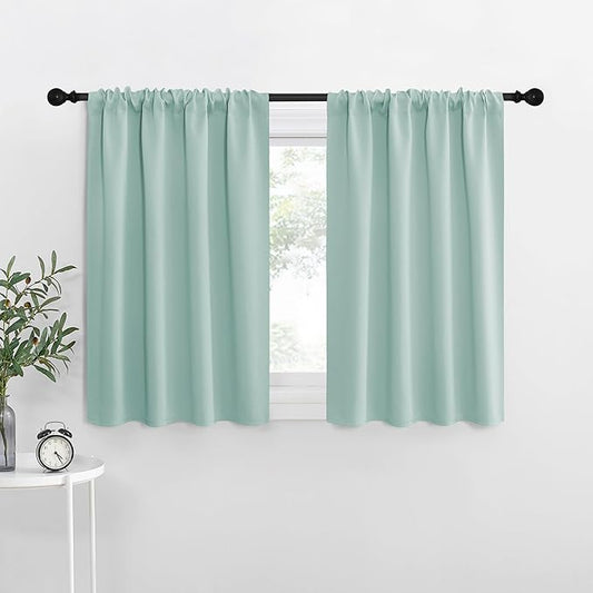NICETOWN Kitchen Curtains, Aqua Blue, Short Blackout Curtains & Drapes