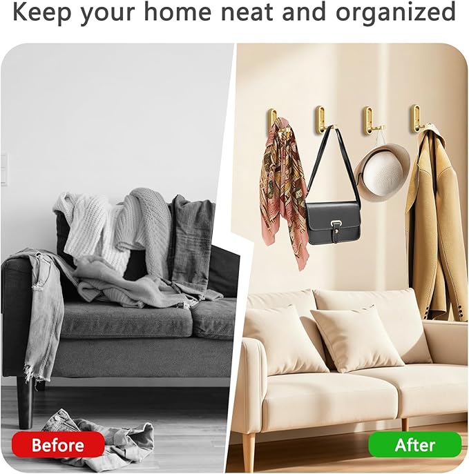6PCS Foldable Wall Hooks, Zinc Alloy Flip Down Hooks, Retractable Wall Hooks