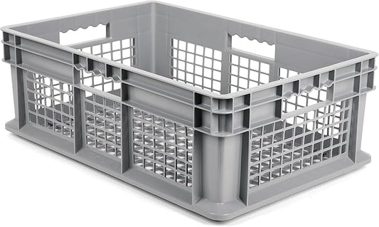 Hudson Exchange 24 x 16 x 8" (40 Pack) Mesh Straight Wall Handled Storage Container Tote, Gray