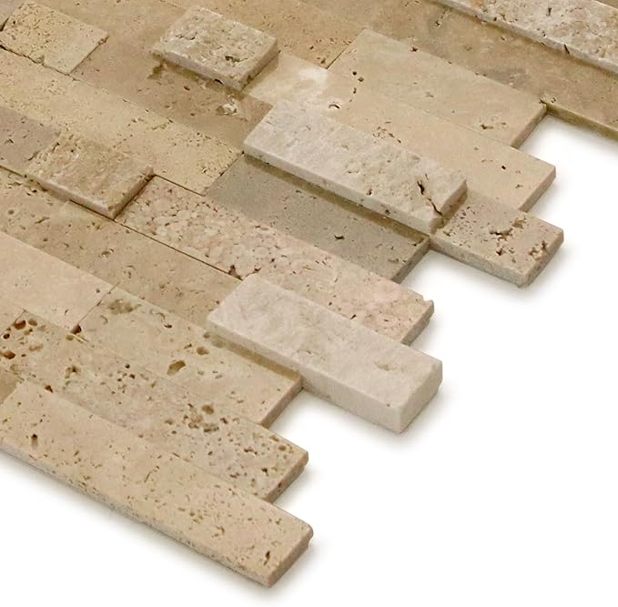 SUNWINGS 5-Sheet Peel and Stick Mosaic Natural 3D Stone Self Adhesive Marble