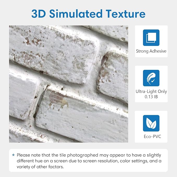 COMSTICKC 3D Faux Brick Wall Panel Peel and Stick, Small Size, Ultra-Light PVC