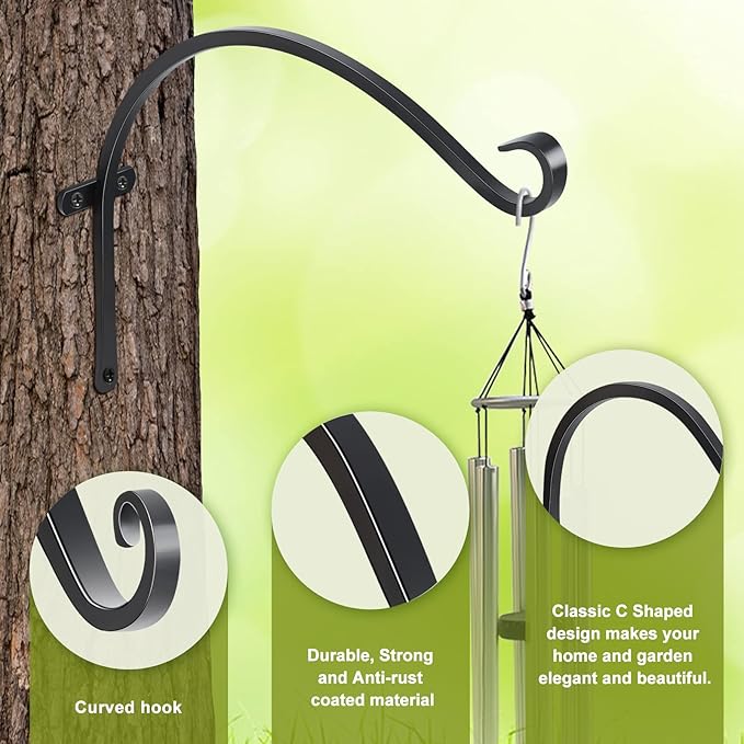 FEED GARDEN 18 Inch 2 Pack Outdoor Hanging Plant Bracket