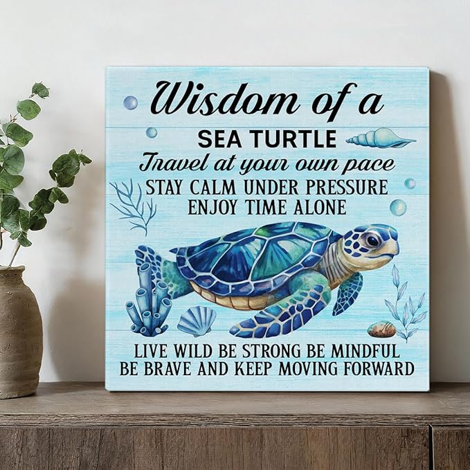 Sea Turtle Wall Art Decor Inspirational Wall Decor Posters Beach Themed