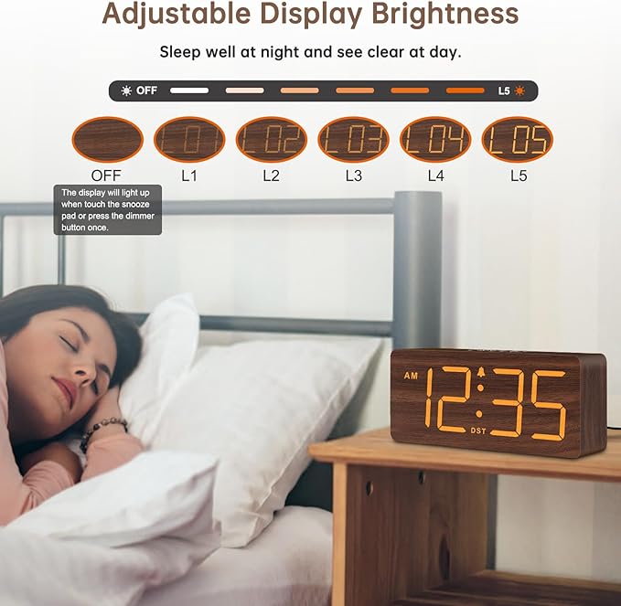 DreamSky Wooden Digital Alarm Clock