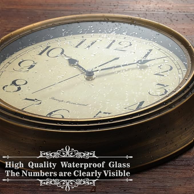 Plumeet Small Metal Wall Clock, Arabic Numerals, Battery Operated