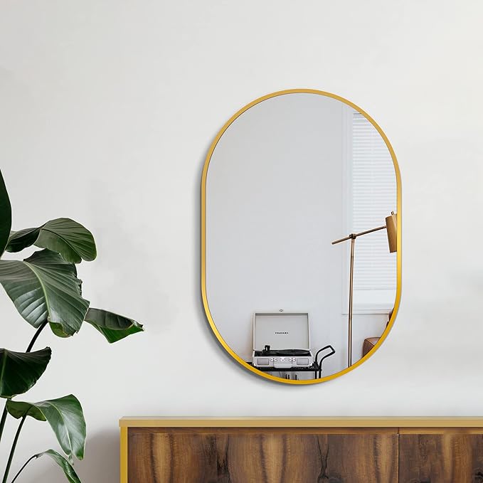 Bathroom Mirror for Wall, Metal Framed Vanity Mirror