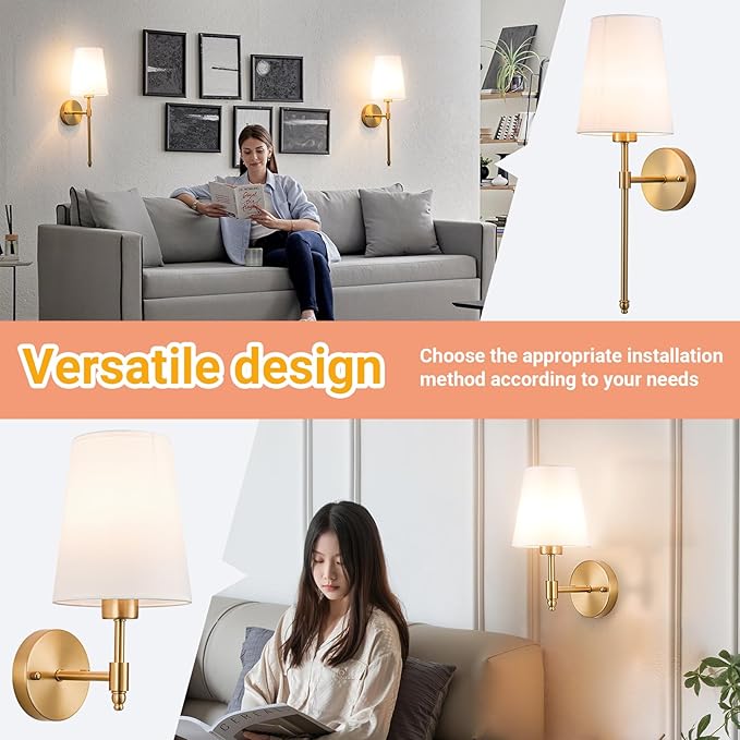 YHCDLAMP Battery Operated Wall Sconces Set of 2, Rechargeable Wireless Wall