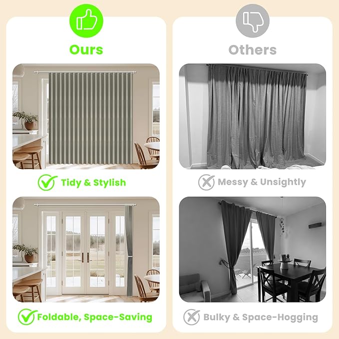AJAZZ Blackout Accordion Door Curtain 98"x84" Grey