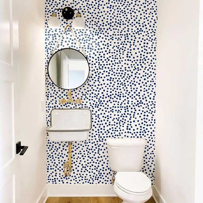 Jeweluck Blue Polka Dot Peel and Stick Wallpaper Blue and White Contact Paper