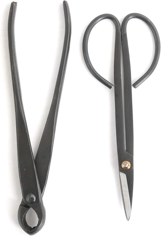 BambooMN Bonsai Basics Set - 8" Knob Cutter and 7.2" Trimming Shear - 10 Sets