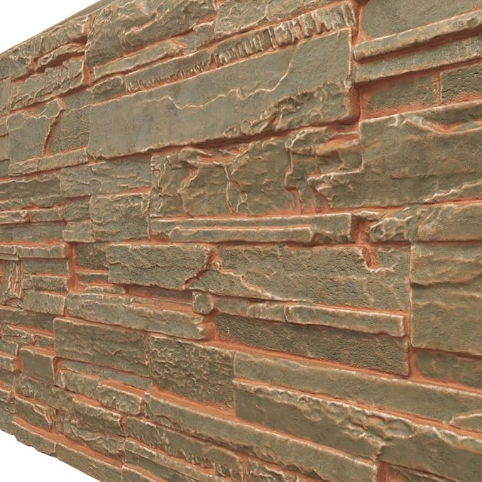 EverStone Cascade Faux Stone Panel, 48 5/8"W x 24 3/4"H x 1 1/4"D, Iron Mill