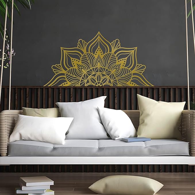 Resama Large Metal Mandala Wall Art, Unique Lotus Flower Wall Decor Artwork, Suitable for Office and Home Indoor and Outdoor Decoration (Gold)
