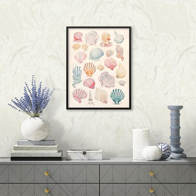 Pink Seashell Posters Coastal Cowgirl Canvas Wall Art Beach House Starfish