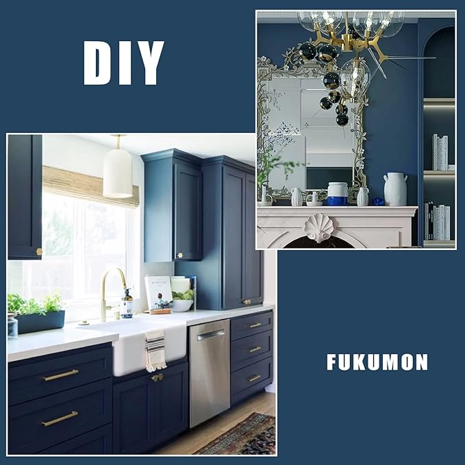 FUKU MON 24"x394" Navy Blue Peel and Stick Wallpaper Matte Blue Contact Paper