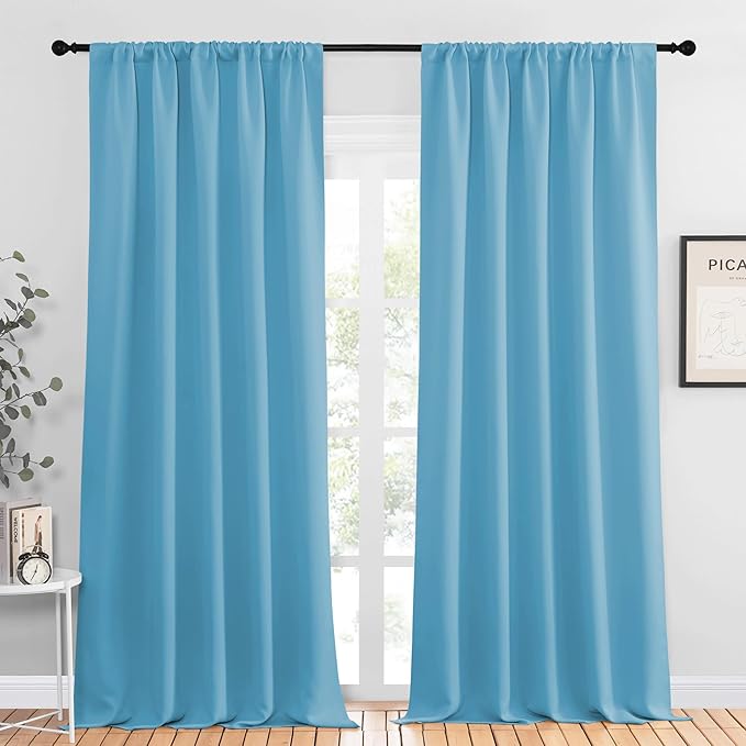 NICETOWN Blackout Curtains for Living Curtains, Teal Blue, 2 Panels, 52 by 95
