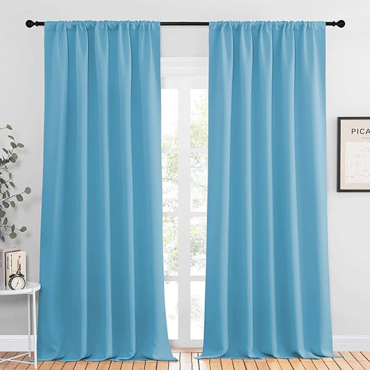 NICETOWN Blackout Curtains for Living Curtains, Teal Blue, 2 Panels, 52 by 95